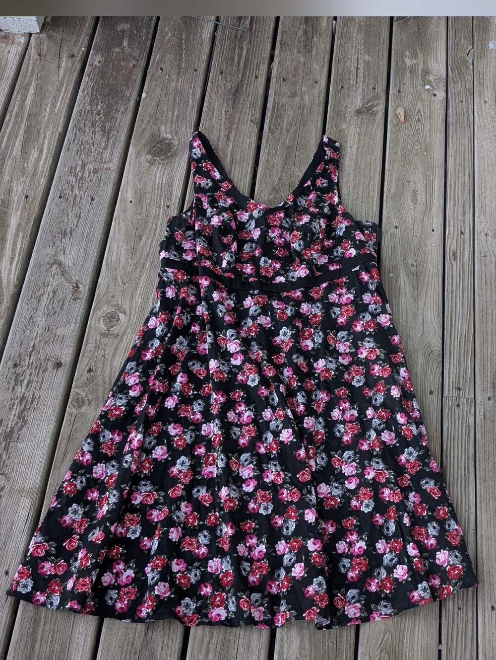 Sz16 Torrid Black Floral A-line Retro Pinup Style Dress